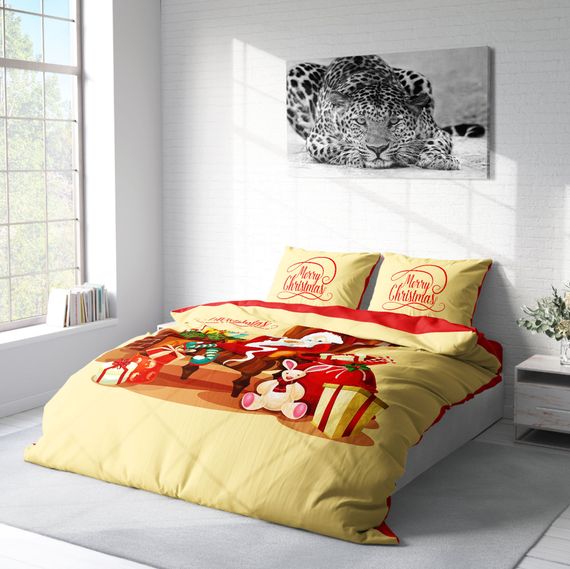 Набор постельного белья Monohome Merry Christmas 3D для двуспальной кровати из сатинового хлопка с изображением Санта-Клауса 200x220 см - фото 2