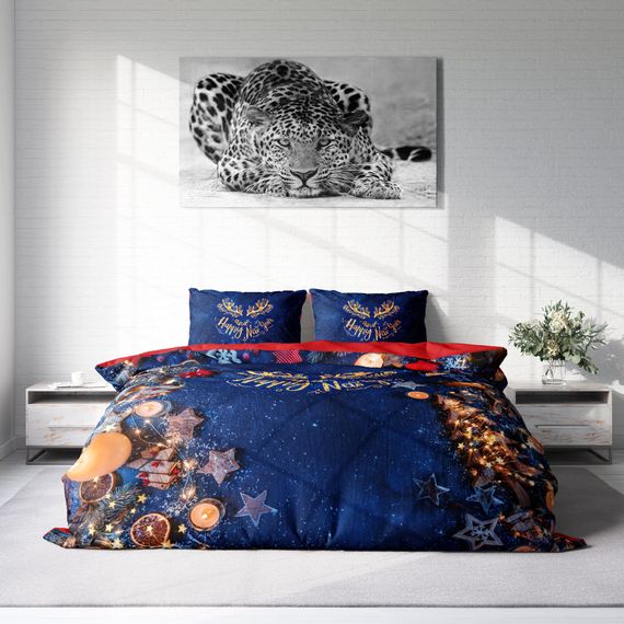 Monohome Christmas Ornament Merry Christmas Double 3D Duvet Cover Set قطن ساتان سعيد - صورة 3