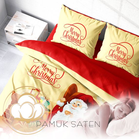 Набор постельного белья Monohome Merry Christmas 3D для двуспальной кровати из сатинового хлопка с изображением Санта-Клауса 200x220 см - фото 4