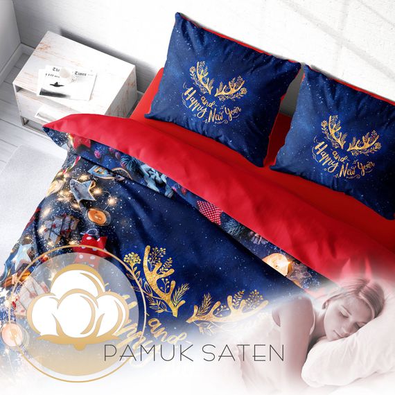 Monohome Christmas Ornament Merry Christmas Double 3D Duvet Cover Set قطن ساتان سعيد - صورة 4