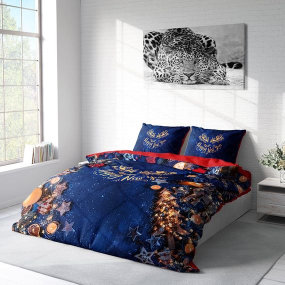 Monohome Christmas Ornament Merry Christmas Double 3D Duvet Cover Set قطن ساتان سعيد - صورة 2