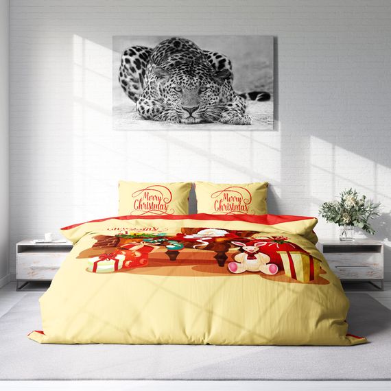 Набор постельного белья Monohome Merry Christmas 3D для двуспальной кровати из сатинового хлопка с изображением Санта-Клауса 200x220 см - фото 3