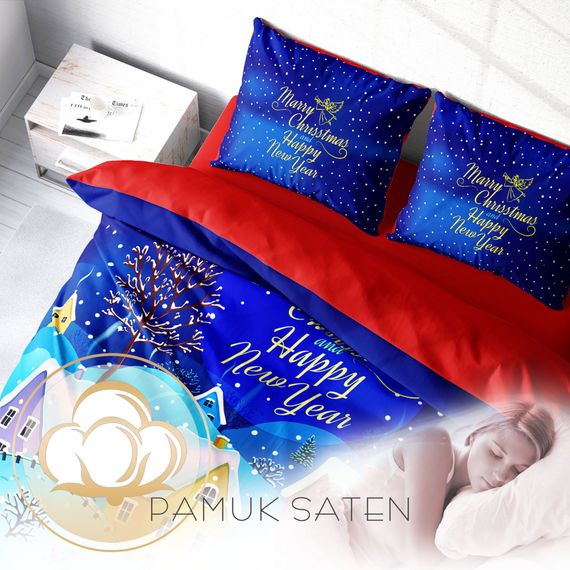 Monohome Christmas Ornament Merry Christmas Double 3D Duvet Cover Set Cotton Satin Snow - photo 4