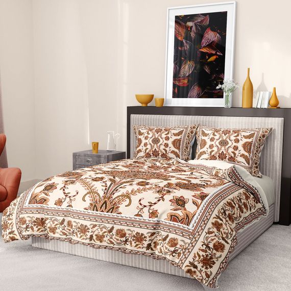 Monohome Premium Luxury Double Duvet Cover Set 3D Cotton Satin Brown Figure - photo 2