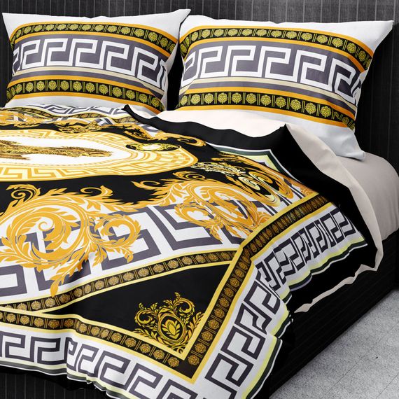 Люкс набір постільної білизни Monohome Premium 3D з сатину та бавовни жовтого кольору, 200x220 см, м'яка, дихаюча, з живими фарбами - фото 3