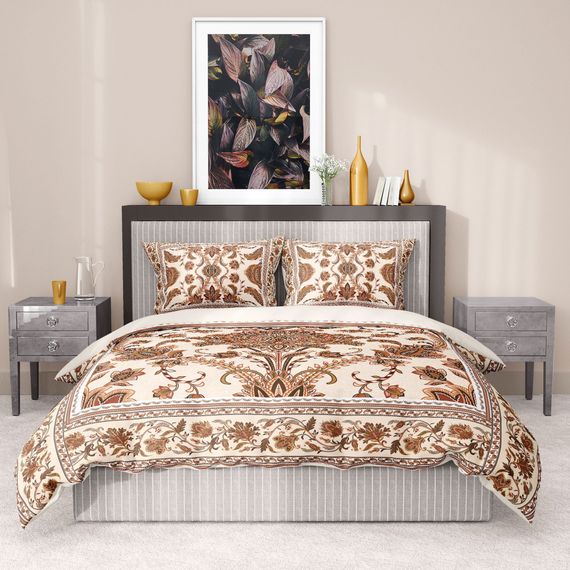 Monohome Premium Luxury Double Duvet Cover Set 3D Cotton Satin Brown Figure - photo 3