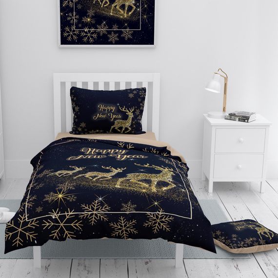 Monohome Christmas Merry Christmas Single 3d Duvet Cover Set قطن ساتان دير - صورة 1