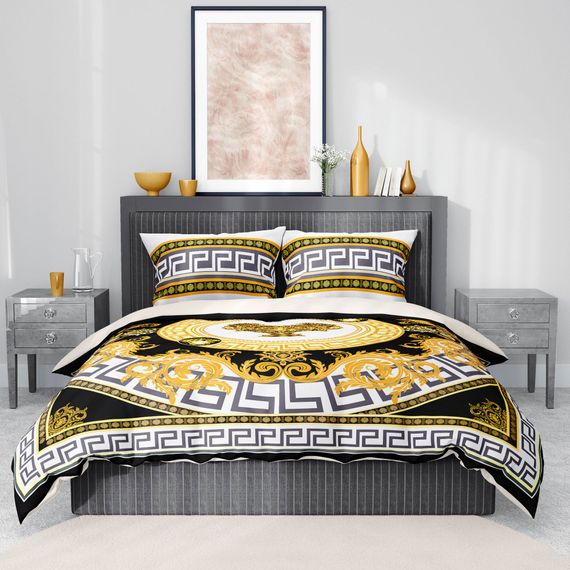 Люкс набір постільної білизни Monohome Premium 3D з сатину та бавовни жовтого кольору, 200x220 см, м'яка, дихаюча, з живими фарбами - фото 4