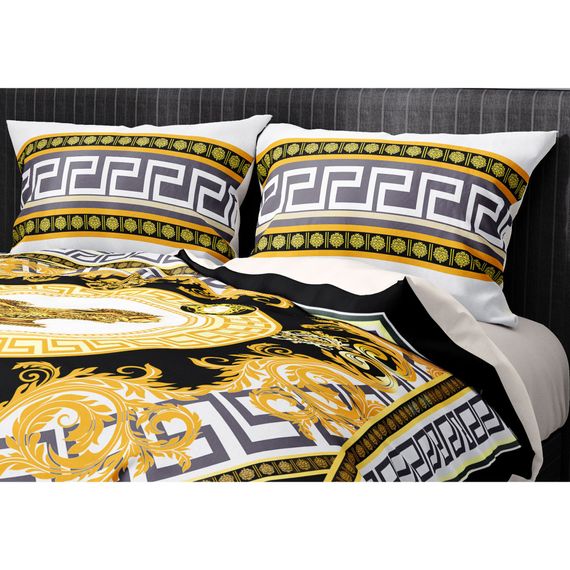 Люкс набір постільної білизни Monohome Premium 3D з сатину та бавовни жовтого кольору, 200x220 см, м'яка, дихаюча, з живими фарбами - фото 5