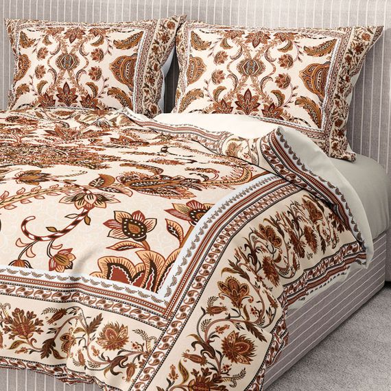 Monohome Premium Luxury Double Duvet Cover Set 3D Cotton Satin Brown Figure - photo 4