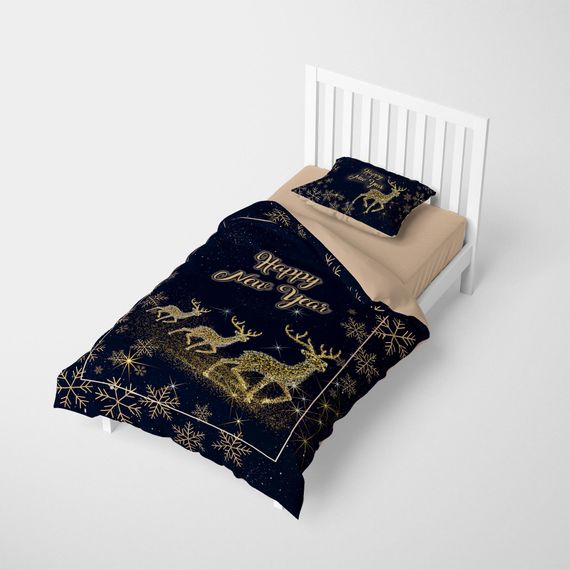 Monohome Christmas Merry Christmas Single 3d Duvet Cover Set قطن ساتان دير - صورة 2