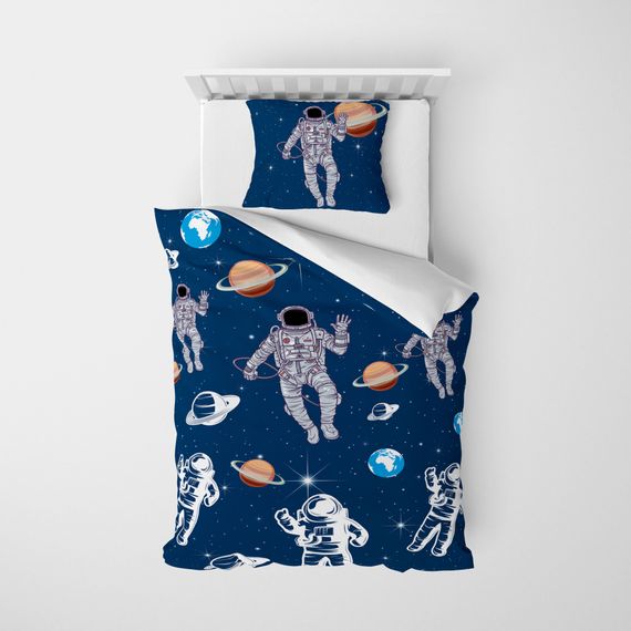 MonoHome Astro Blue Kids Duvet Cover Set 3D Cotton Satin - photo 1