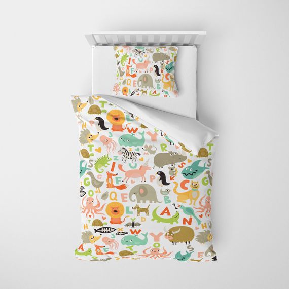 MonoHome Cute Animals Kids Duvet Cover Set 3D Cotton Satin - photo 1