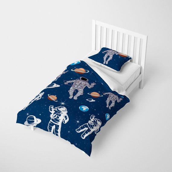 MonoHome Astro Blue Kids Duvet Cover Set 3D Cotton Satin - photo 3