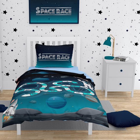 MonoHome Number Space Kids Duvet Cover Set 3D Cotton Satin - photo 2