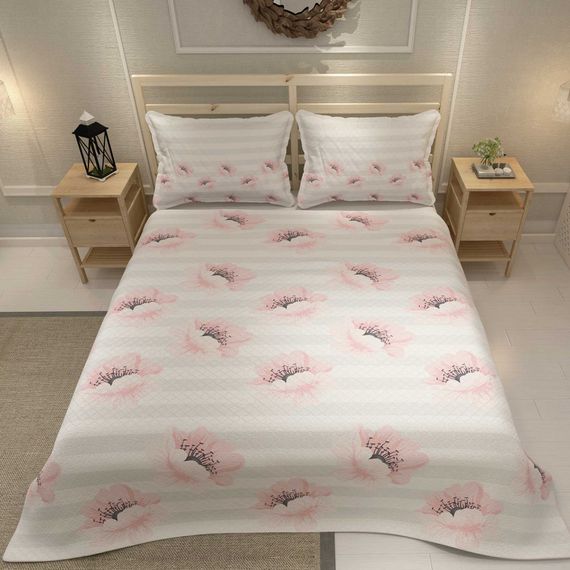 MonoHome Pique Set Jacquard Woven Cotton 3D Digital Print Pink Poppy - photo 3