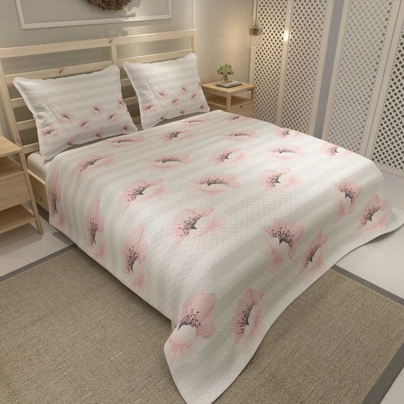 MonoHome Pique Set Jacquard Woven Cotton 3D Digital Print Pink Poppy - photo 2