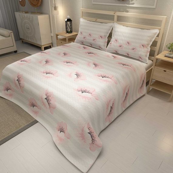MonoHome Pique Set Jacquard Woven Cotton 3D Digital Print Pink Poppy - photo 1