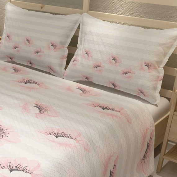 MonoHome Pique Set Jacquard Woven Cotton 3D Digital Print Pink Poppy - photo 4