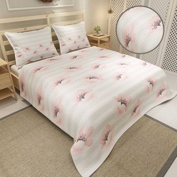 MonoHome Pique Set Jacquard Woven Cotton 3D Digital Print Pink Poppy - photo 5