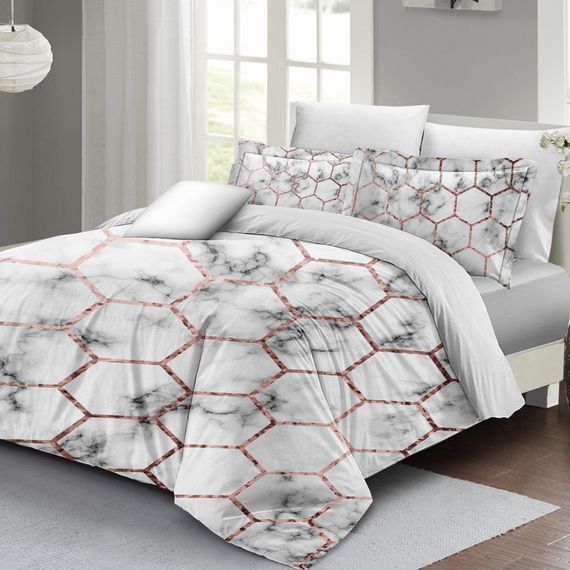 Комплект постільної білизни MonoHome Marble Geo для двоспального ліжка 3D бавовняний сатин із цифровим друком - фото 2