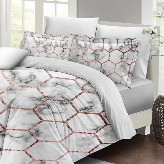 Комплект постільної білизни MonoHome Marble Geo для двоспального ліжка 3D бавовняний сатин із цифровим друком - фото 3