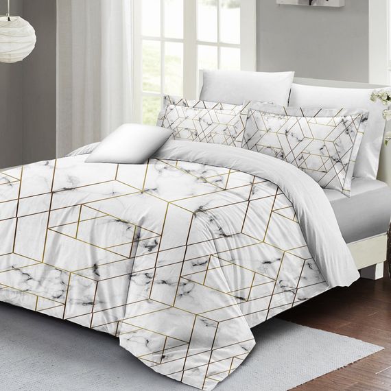 Комплект постільної білизни MonoHome Marble Geo для двоспального ліжка 3D бавовняний сатин із цифровим друком - фото 5