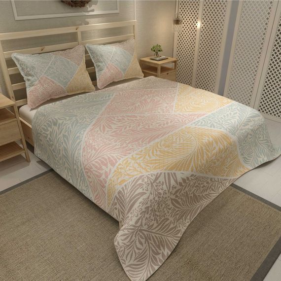 MonoHome Pique Set Jacquard Cotton Woven 3D Digital Print Mix Leaf - صورة 2