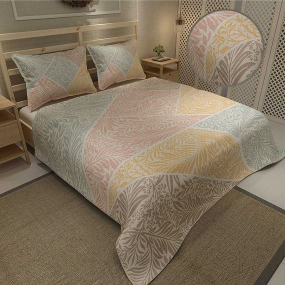 MonoHome Pique Set Jacquard Cotton Woven 3D Digital Print Mix Leaf - صورة 5