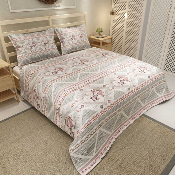 MonoHome Pique Set Jacquard Woven Cotton 3D Digital Print Pink Vintage Elephant - photo 2