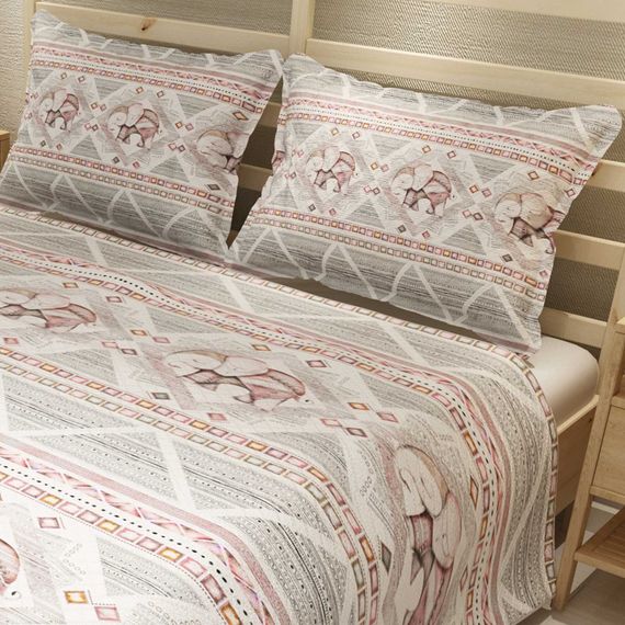 MonoHome Pique Set Jacquard Woven Cotton 3D Digital Print Pink Vintage Elephant - photo 4