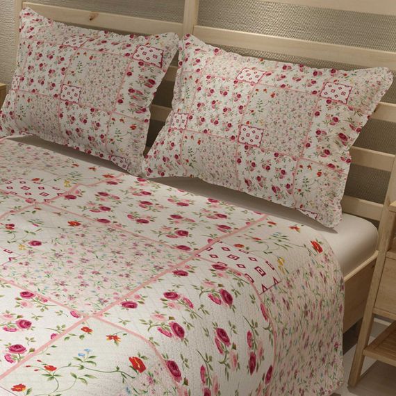 Комплект покривал MonoHome з жакарового бавовняного тканини з 3D цифровим друком «Рожеві гілки» для подружнього ліжка - фото 4