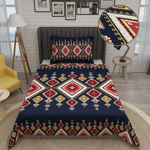 MonoHome Tek Kişilik Pike Takımı Jakar Dokuma Pamuklu 3D Ethnic Geometric - fotoğraf 5