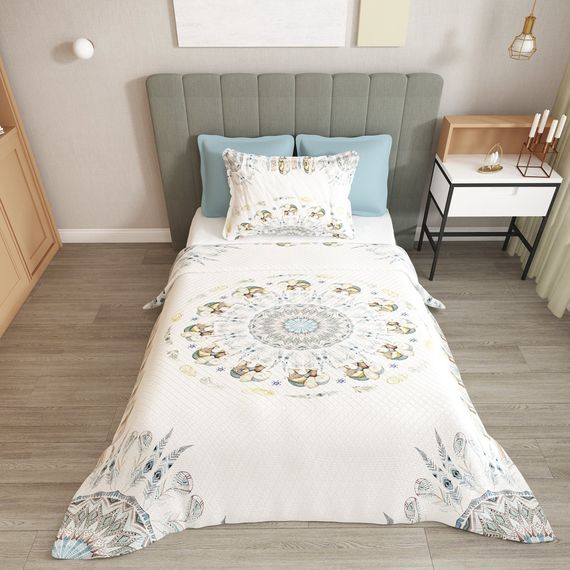 MonoHome Single Pique Set Jacquard Woven Cotton 3D Elephant Mantra - photo 2