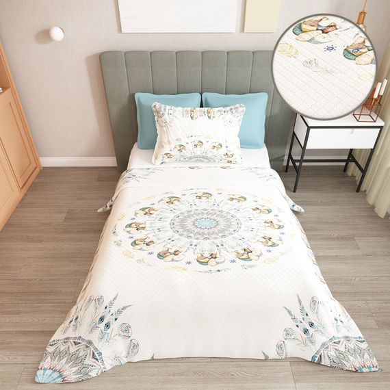 MonoHome Single Pique Set Jacquard Woven Cotton 3D Elephant Mantra - photo 5