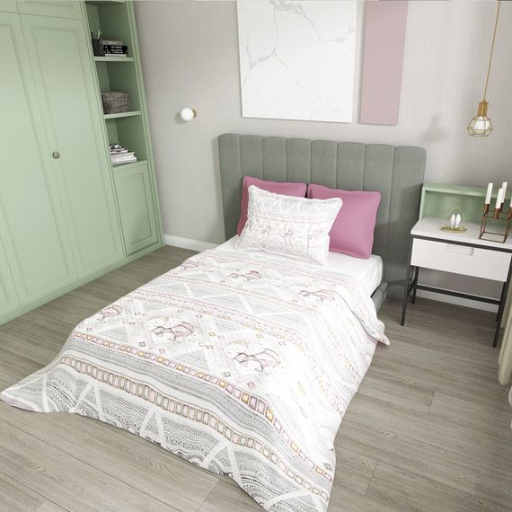 MonoHome Single Pique Set Jacquard Woven Cotton 3D Pink Vintage Elephant - photo 1