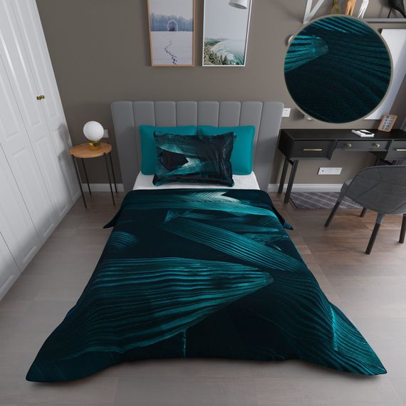 Односпальний комплект покривал MonoHome з жакардовим плетінням, 3D цифровий друк, глибокий нефрит - фото 5