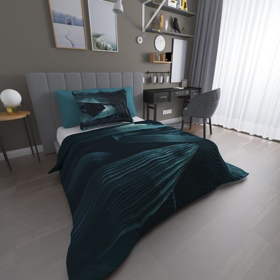 Односпальний комплект покривал MonoHome з жакардовим плетінням, 3D цифровий друк, глибокий нефрит - фото 3