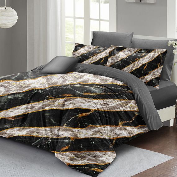 MonoHome Duvet Cover Set Double 3D Cotton Satin Zebra Marble - photo 2