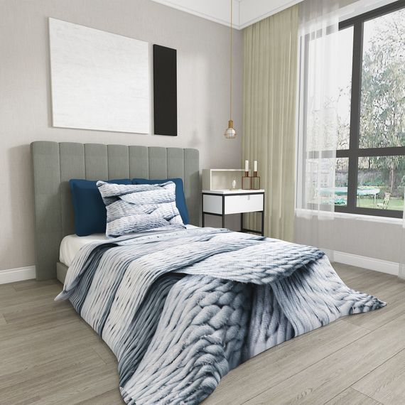 Односпальний пікейний комплект MonoHome з жакардовим плетінням, 3D цифровим друком та органічним фарбуванням - фото 2