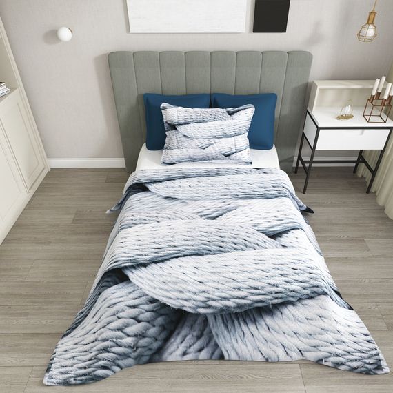 Односпальний пікейний комплект MonoHome з жакардовим плетінням, 3D цифровим друком та органічним фарбуванням - фото 3