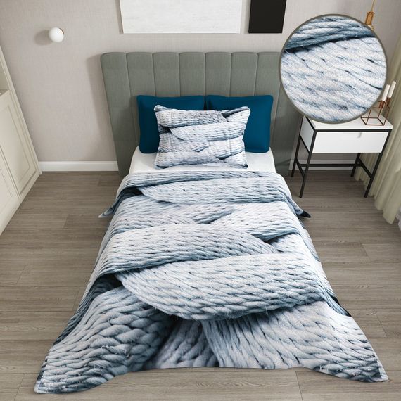 Односпальний пікейний комплект MonoHome з жакардовим плетінням, 3D цифровим друком та органічним фарбуванням - фото 5