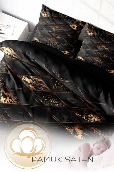 MonoHome Black Suite 3D Cotton Satin Double Duvet Cover Set - photo 4
