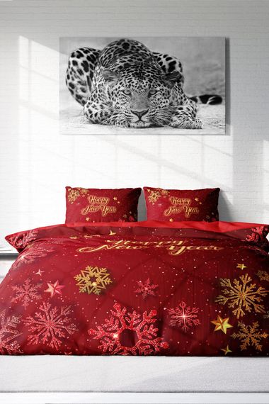 Monohome Christmas Ornament Merry Christmas Double 3D Duvet Cover Set Cotton Satin Snow Crystals - photo 3