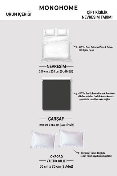 MonoHome Black Suite 3D Cotton Satin Double Duvet Cover Set - photo 5