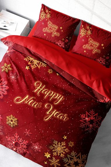 Monohome Christmas Ornament Merry Christmas Double 3D Duvet Cover Set Cotton Satin Snow Crystals - photo 1