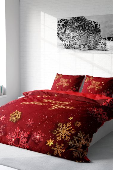 Monohome Christmas Ornament Merry Christmas Double 3D Duvet Cover Set Cotton Satin Snow Crystals - photo 2