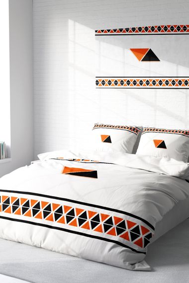 Комплект постільної білизни Monohome Geo 3D з бавовняного сатину для двоспальної ліжка, 200x220 см, надзвичайно м'яка тканина, живі кольори, високоякісний матеріал - фото 2