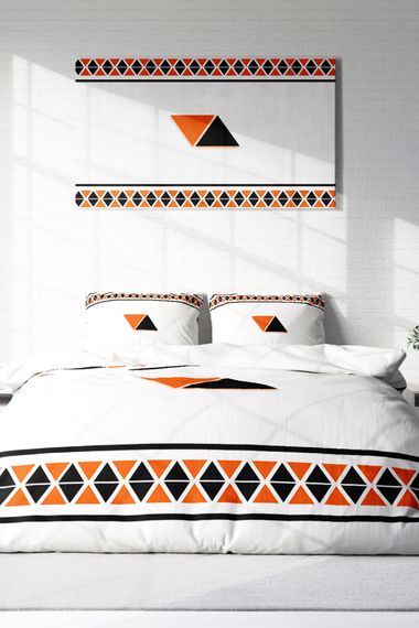 Комплект постільної білизни Monohome Geo 3D з бавовняного сатину для двоспальної ліжка, 200x220 см, надзвичайно м'яка тканина, живі кольори, високоякісний матеріал - фото 3