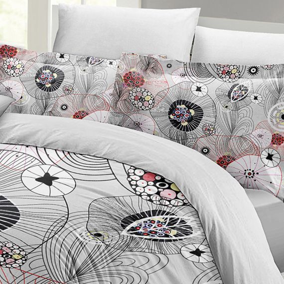 Комплект постільної білизни MonoHome Grey Energy Luxury з бавовняного сатину, 200x220 см, Оксфорд подушка, яскраві кольори, 100% комфортний, сучасний дизайн - фото 4